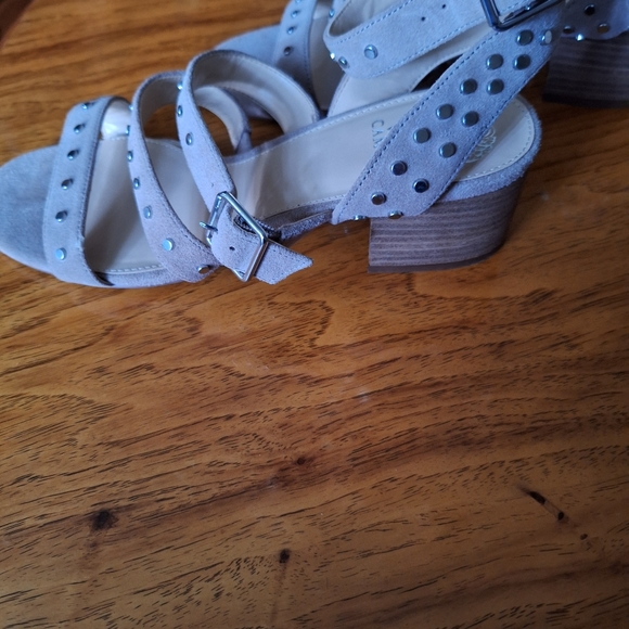Vince Camuto suede beige bock heel sandals. Brand new without tag. - Picture 5 of 6